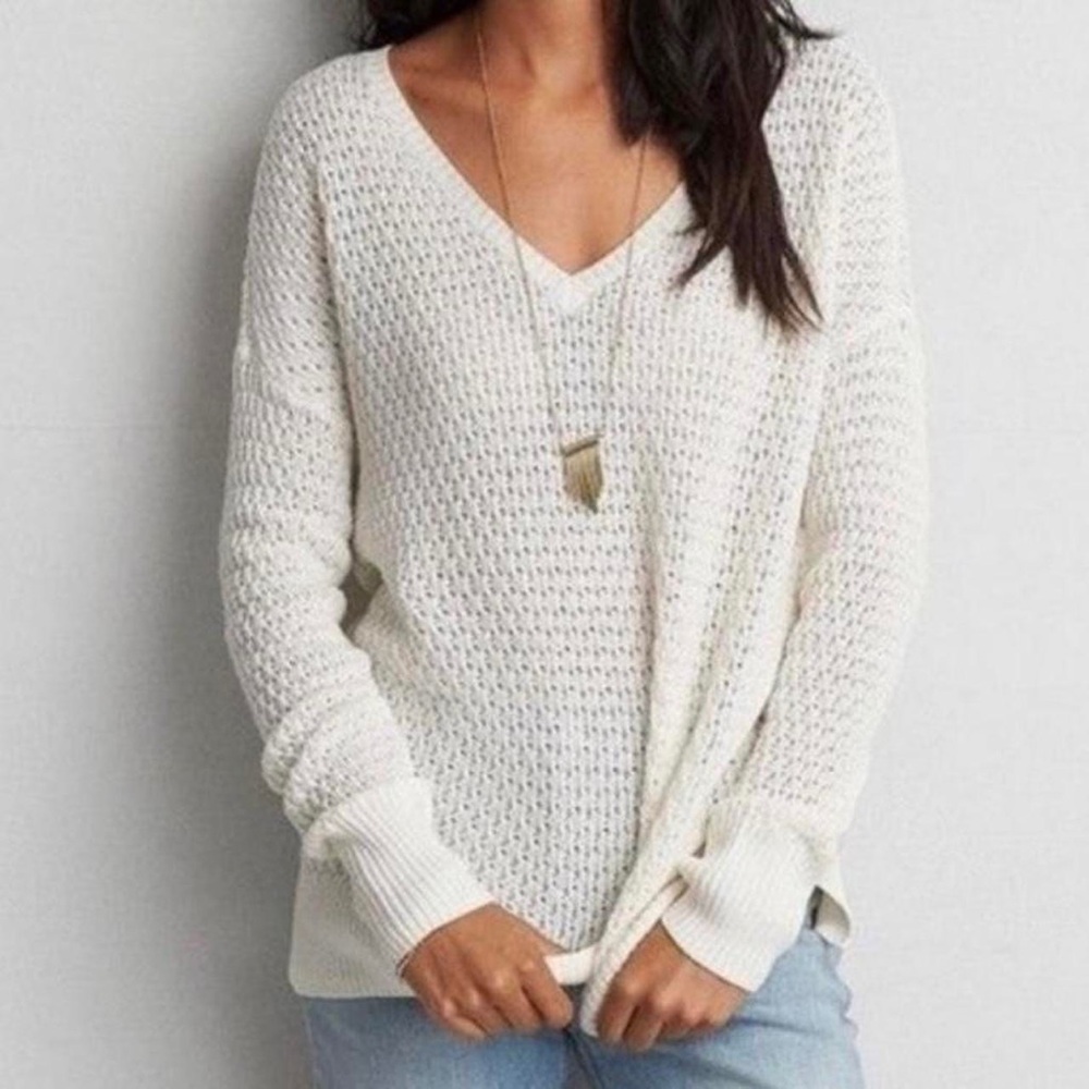 American Eagle Outfitters white knit sweater